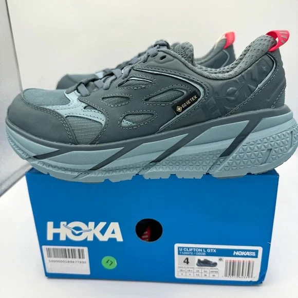 NWT Hoka Clifton Leather Gore-Tex Waterproof Unisex Goblin Stone Blue GBSB shoes